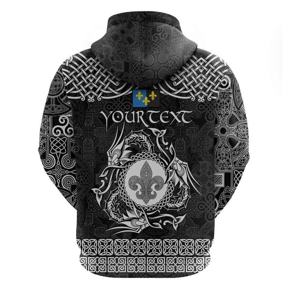 Personalized Monmouthshire Sir Fynwy Hoodie Black Fleur-de-lis Celtic-inspired - Wonder Print Shop