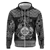 Personalized Monmouthshire Sir Fynwy Hoodie Black Fleur-de-lis Celtic-inspired - Wonder Print Shop