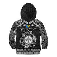 Personalized Monmouthshire Sir Fynwy Kid Hoodie Black Fleur-de-lis Celtic-inspired - Wonder Print Shop