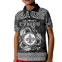 Personalized Monmouthshire Sir Fynwy Kid Polo Shirt Black Fleur-de-lis Celtic-inspired - Wonder Print Shop