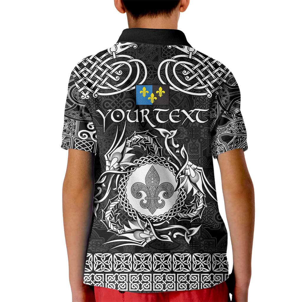 Personalized Monmouthshire Sir Fynwy Kid Polo Shirt Black Fleur-de-lis Celtic-inspired - Wonder Print Shop