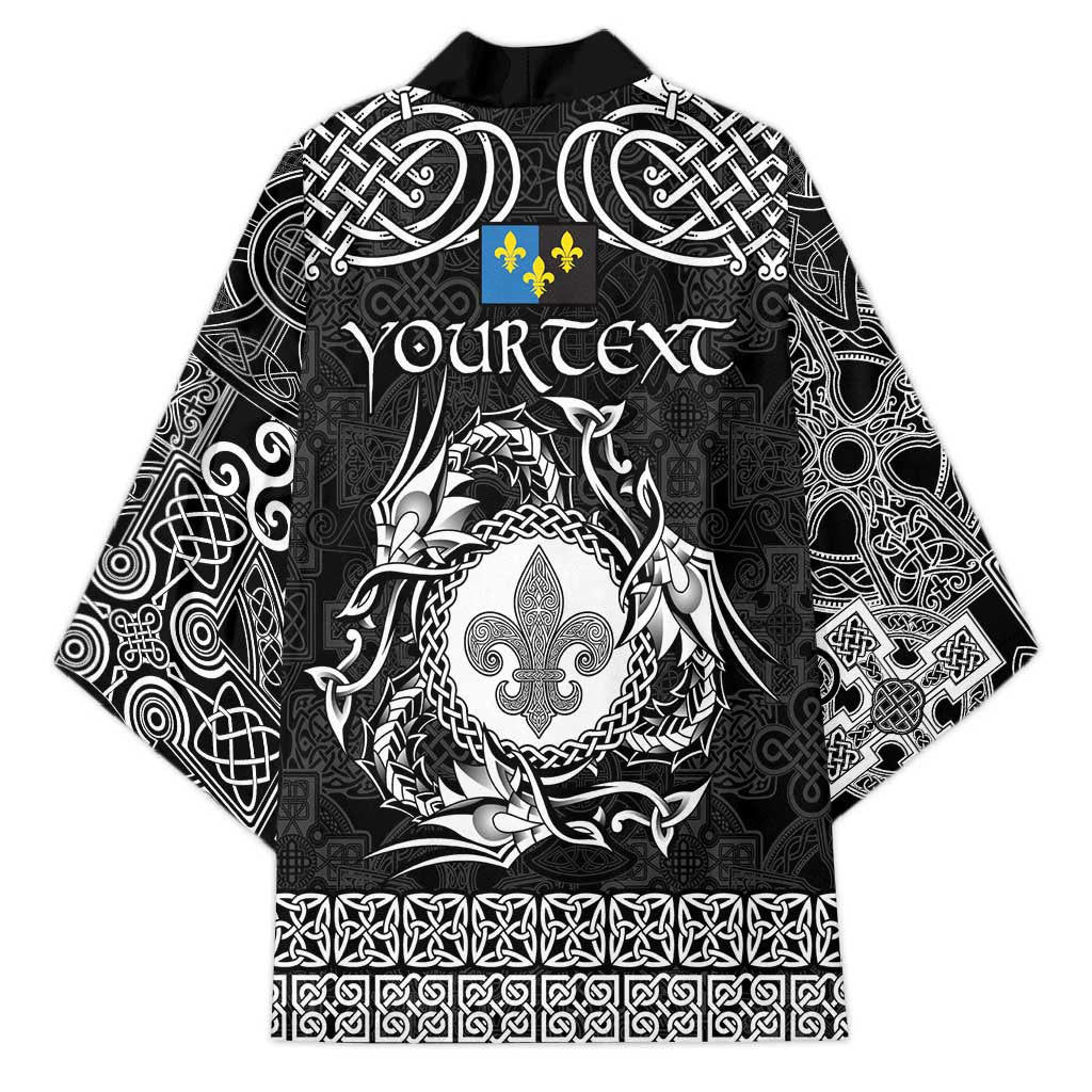 Personalized Monmouthshire Sir Fynwy Kimono Black Fleur-de-lis Celtic-inspired - Wonder Print Shop