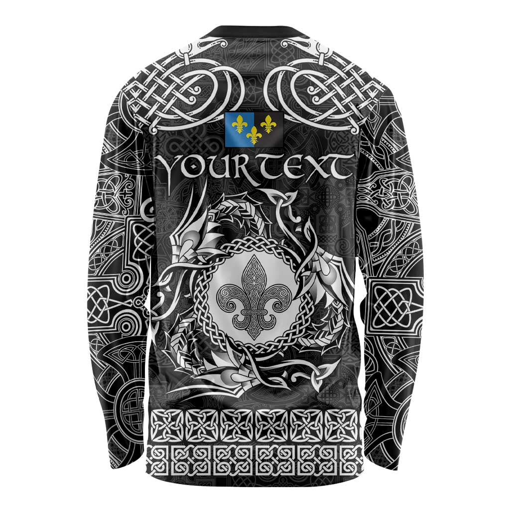 Personalized Monmouthshire Sir Fynwy Long Sleeve Shirt Black Fleur-de-lis Celtic-inspired - Wonder Print Shop