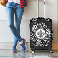 Personalized Monmouthshire Sir Fynwy Luggage Cover Black Fleur-de-lis Celtic-inspired - Wonder Print Shop