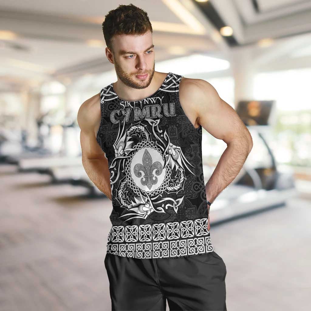 Personalized Monmouthshire Sir Fynwy Men Tank Top Black Fleur-de-lis Celtic-inspired - Wonder Print Shop