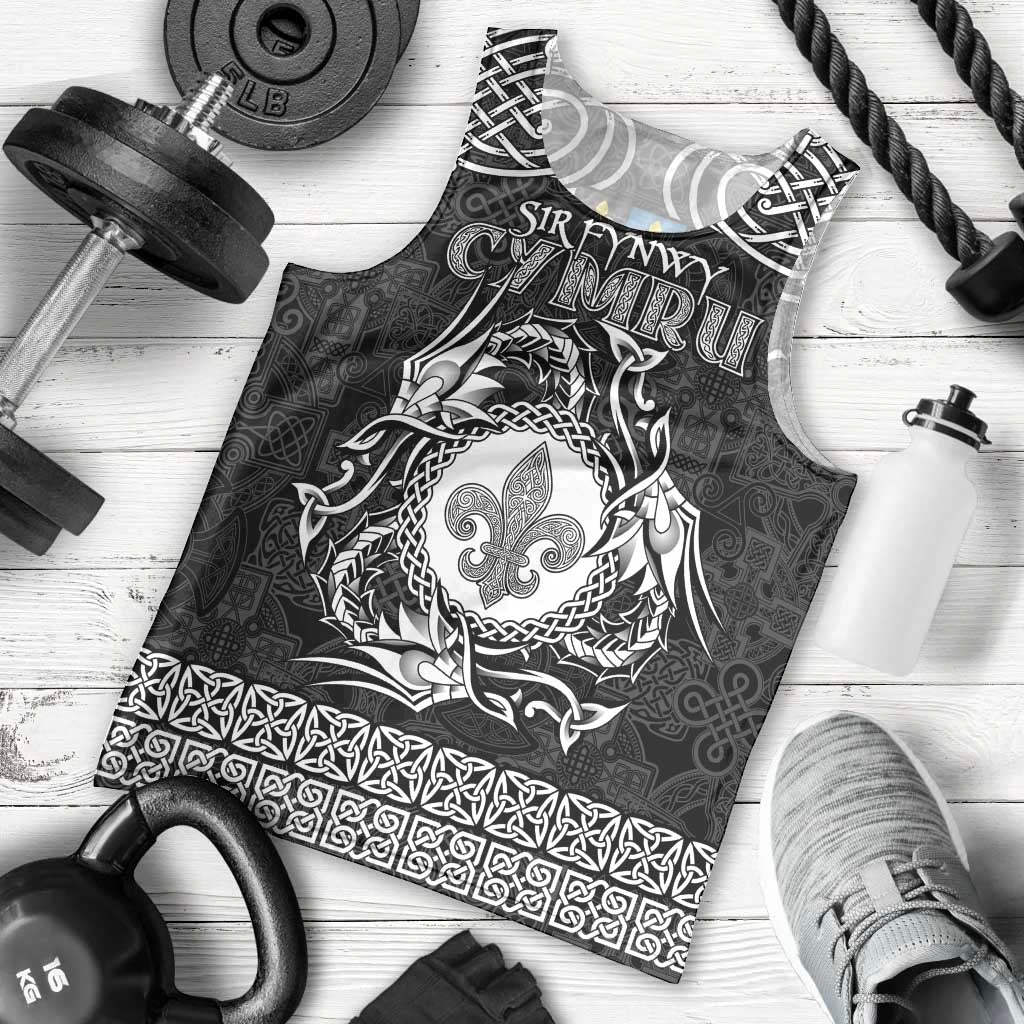 Personalized Monmouthshire Sir Fynwy Men Tank Top Black Fleur-de-lis Celtic-inspired - Wonder Print Shop
