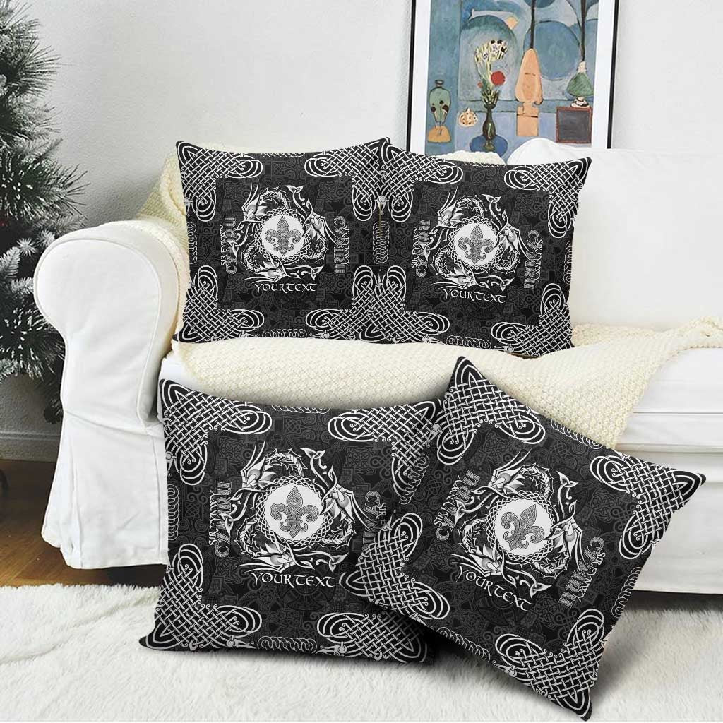 Personalized Monmouthshire Sir Fynwy Pillow Cover Black Fleur-de-lis Celtic-inspired - Wonder Print Shop