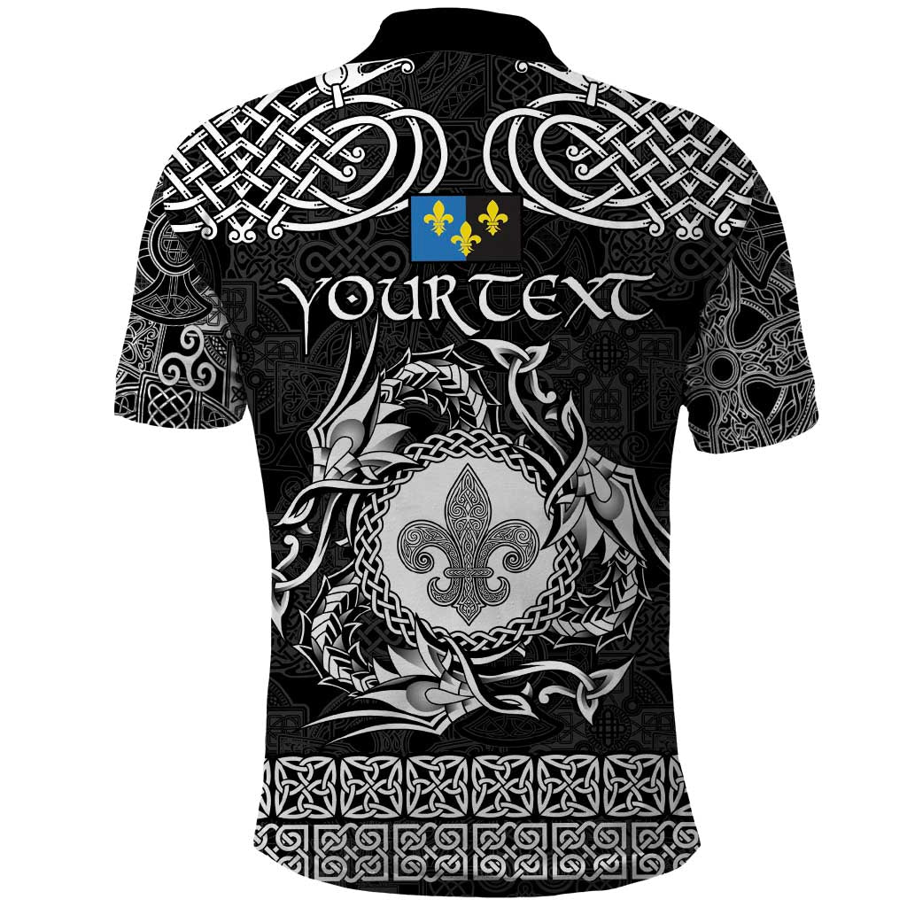 Personalized Monmouthshire Sir Fynwy Polo Shirt Black Fleur-de-lis Celtic-inspired - Wonder Print Shop