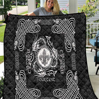 Personalized Monmouthshire Sir Fynwy Quilt Black Fleur-de-lis Celtic-inspired - Wonder Print Shop