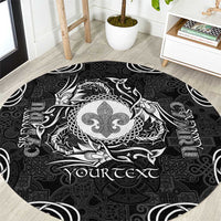 Personalized Monmouthshire Sir Fynwy Round Carpet Black Fleur-de-lis Celtic-inspired - Wonder Print Shop