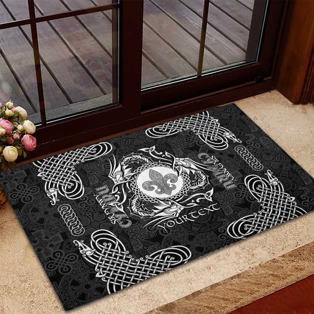 Personalized Monmouthshire Sir Fynwy Rubber Doormat Black Fleur-de-lis Celtic-inspired - Wonder Print Shop