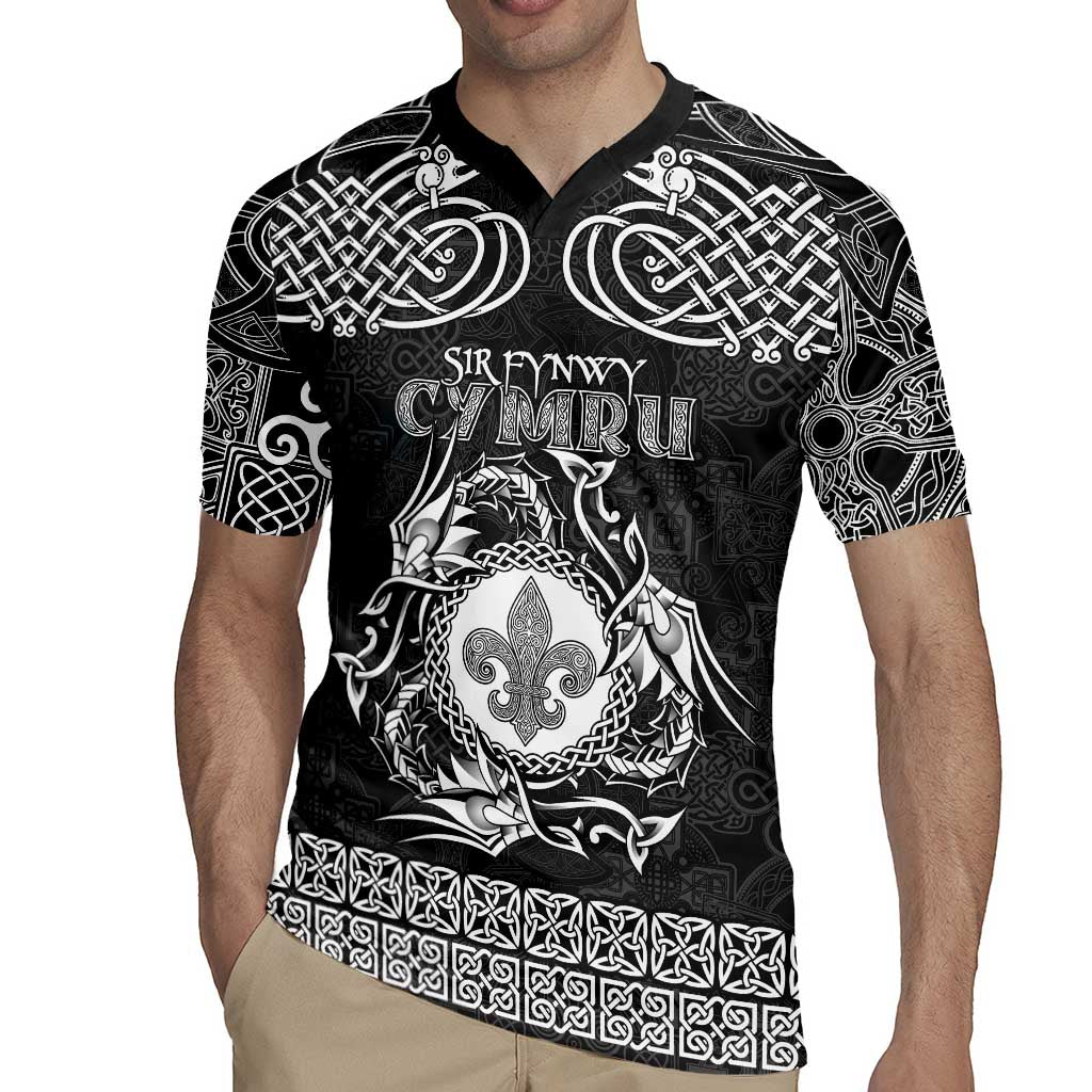 Personalized Monmouthshire Sir Fynwy Rugby Jersey Black Fleur-de-lis Celtic-inspired - Wonder Print Shop