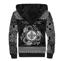 Personalized Monmouthshire Sir Fynwy Sherpa Hoodie Black Fleur-de-lis Celtic-inspired - Wonder Print Shop