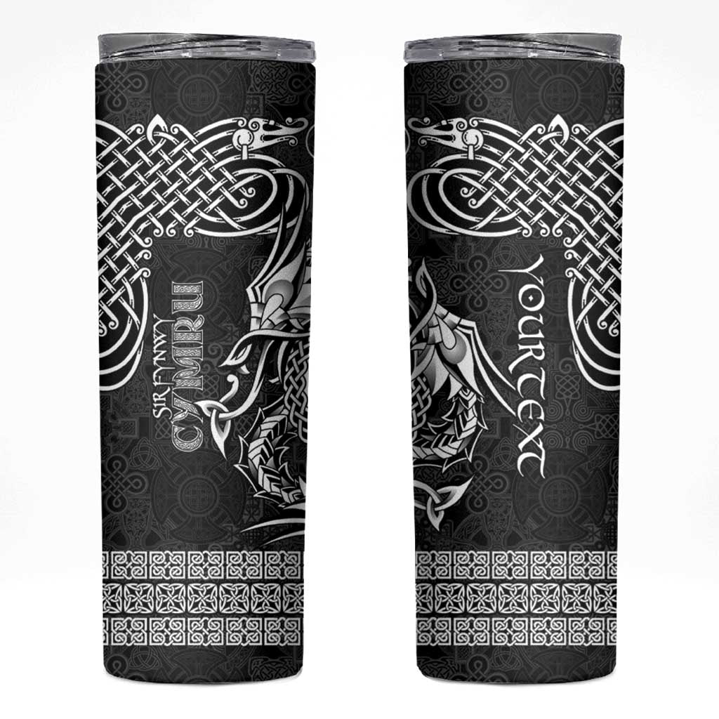 Personalized Monmouthshire Sir Fynwy Skinny Tumbler Black Fleur-de-lis Celtic-inspired - Wonder Print Shop