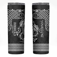 Personalized Monmouthshire Sir Fynwy Skinny Tumbler Black Fleur-de-lis Celtic-inspired - Wonder Print Shop