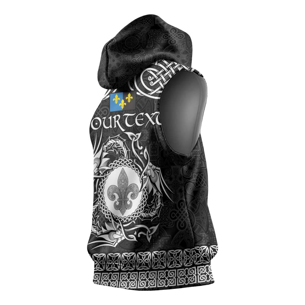 Personalized Monmouthshire Sir Fynwy Sleeveless Hoodie Black Fleur-de-lis Celtic-inspired - Wonder Print Shop