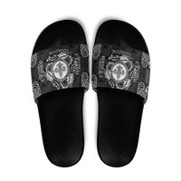 Personalized Monmouthshire Sir Fynwy Slide Sandals Black Fleur-de-lis Celtic-inspired - Wonder Print Shop