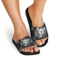 Personalized Monmouthshire Sir Fynwy Slide Sandals Black Fleur-de-lis Celtic-inspired - Wonder Print Shop