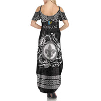 Personalized Monmouthshire Sir Fynwy Summer Maxi Dress Black Fleur-de-lis Celtic-inspired - Wonder Print Shop