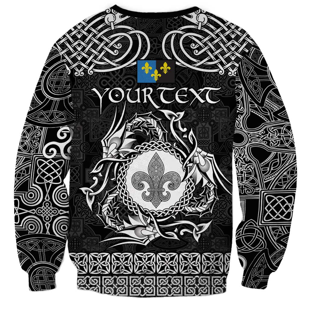 Personalized Monmouthshire Sir Fynwy Sweatshirt Black Fleur-de-lis Celtic-inspired - Wonder Print Shop
