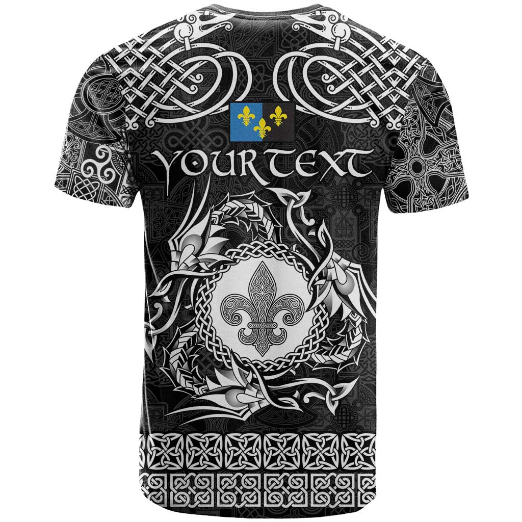 Personalized Monmouthshire Sir Fynwy T Shirt Black Fleur-de-lis Celtic-inspired - Wonder Print Shop