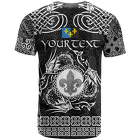 Personalized Monmouthshire Sir Fynwy T Shirt Black Fleur-de-lis Celtic-inspired - Wonder Print Shop