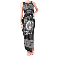 Personalized Monmouthshire Sir Fynwy Tank Maxi Dress Black Fleur-de-lis Celtic-inspired - Wonder Print Shop