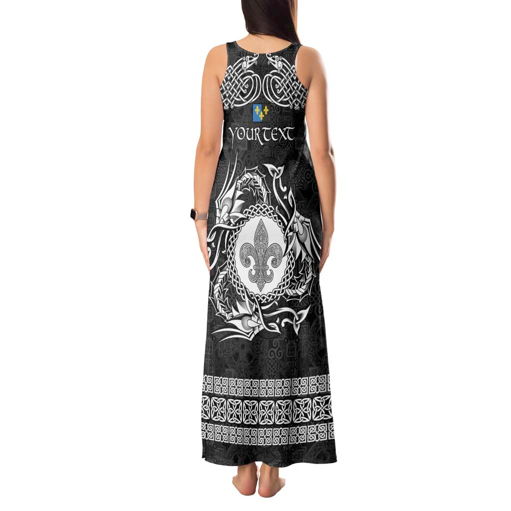 Personalized Monmouthshire Sir Fynwy Tank Maxi Dress Black Fleur-de-lis Celtic-inspired - Wonder Print Shop