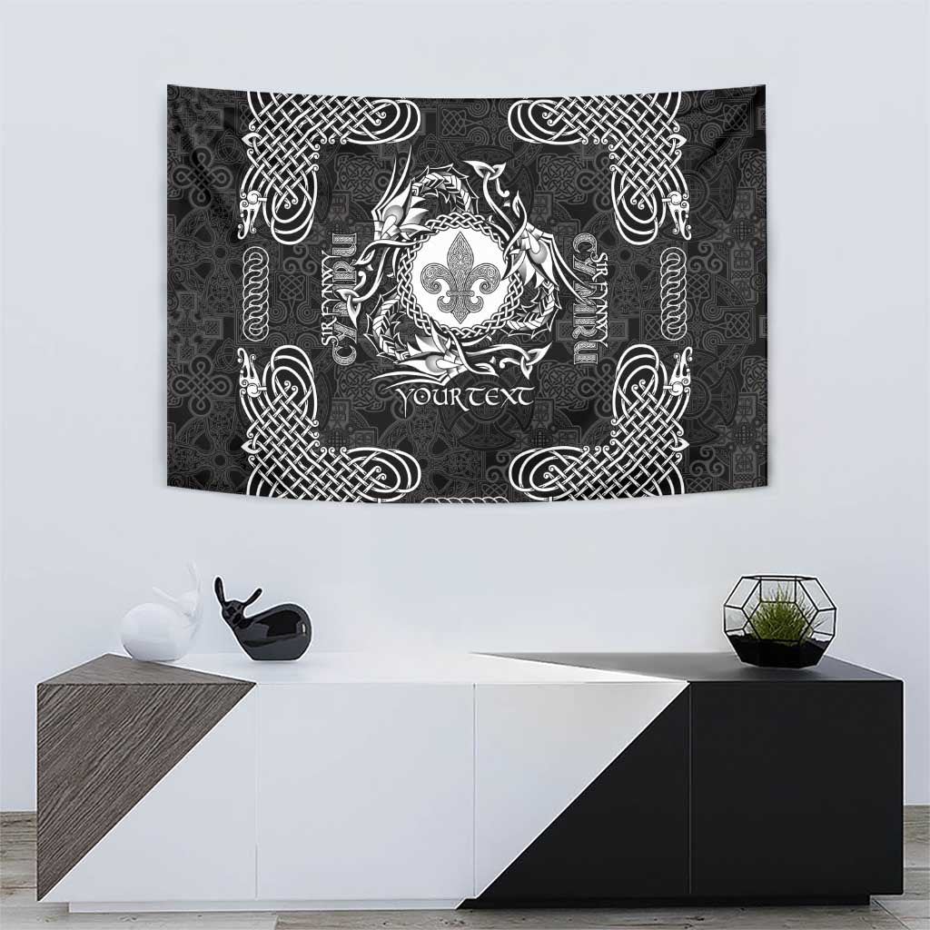 Personalized Monmouthshire Sir Fynwy Tapestry Black Fleur-de-lis Celtic-inspired - Wonder Print Shop