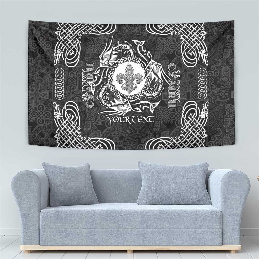 Personalized Monmouthshire Sir Fynwy Tapestry Black Fleur-de-lis Celtic-inspired - Wonder Print Shop