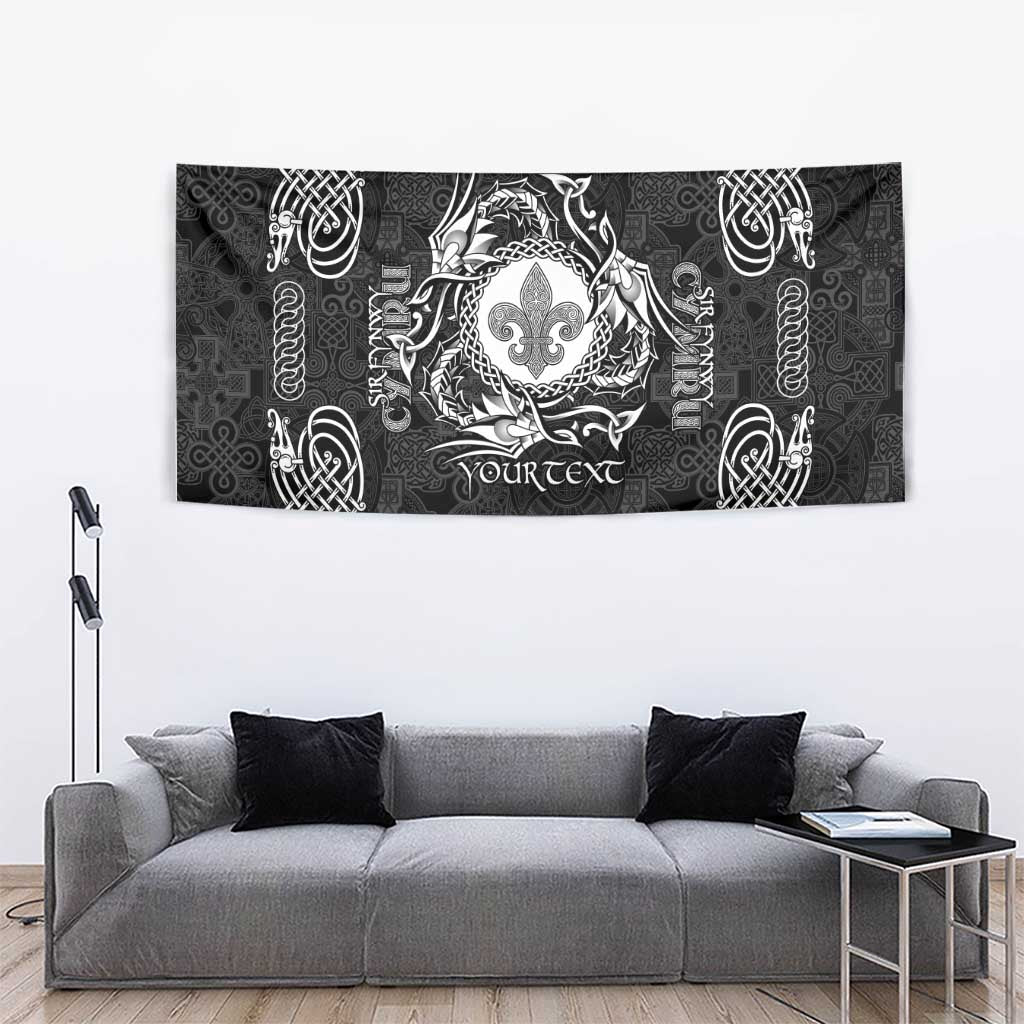 Personalized Monmouthshire Sir Fynwy Tapestry Black Fleur-de-lis Celtic-inspired - Wonder Print Shop