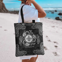 Personalized Monmouthshire Sir Fynwy Tote Bag Black Fleur-de-lis Celtic-inspired - Wonder Print Shop