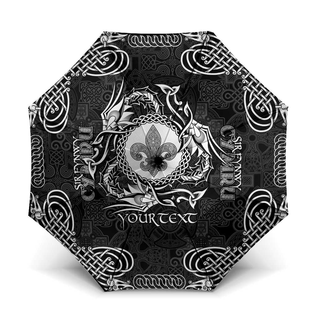 Personalized Monmouthshire Sir Fynwy Umbrella Black Fleur-de-lis Celtic-inspired - Wonder Print Shop