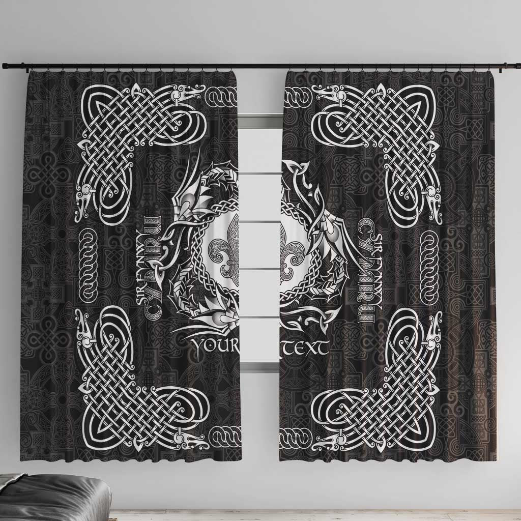 Personalized Monmouthshire Sir Fynwy Window Curtain Black Fleur-de-lis Celtic-inspired - Wonder Print Shop