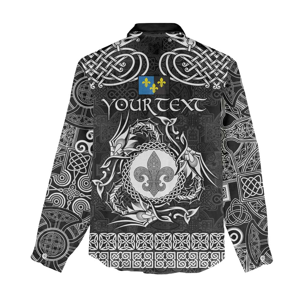 Personalized Monmouthshire Sir Fynwy Women Casual Shirt Black Fleur-de-lis Celtic-inspired - Wonder Print Shop