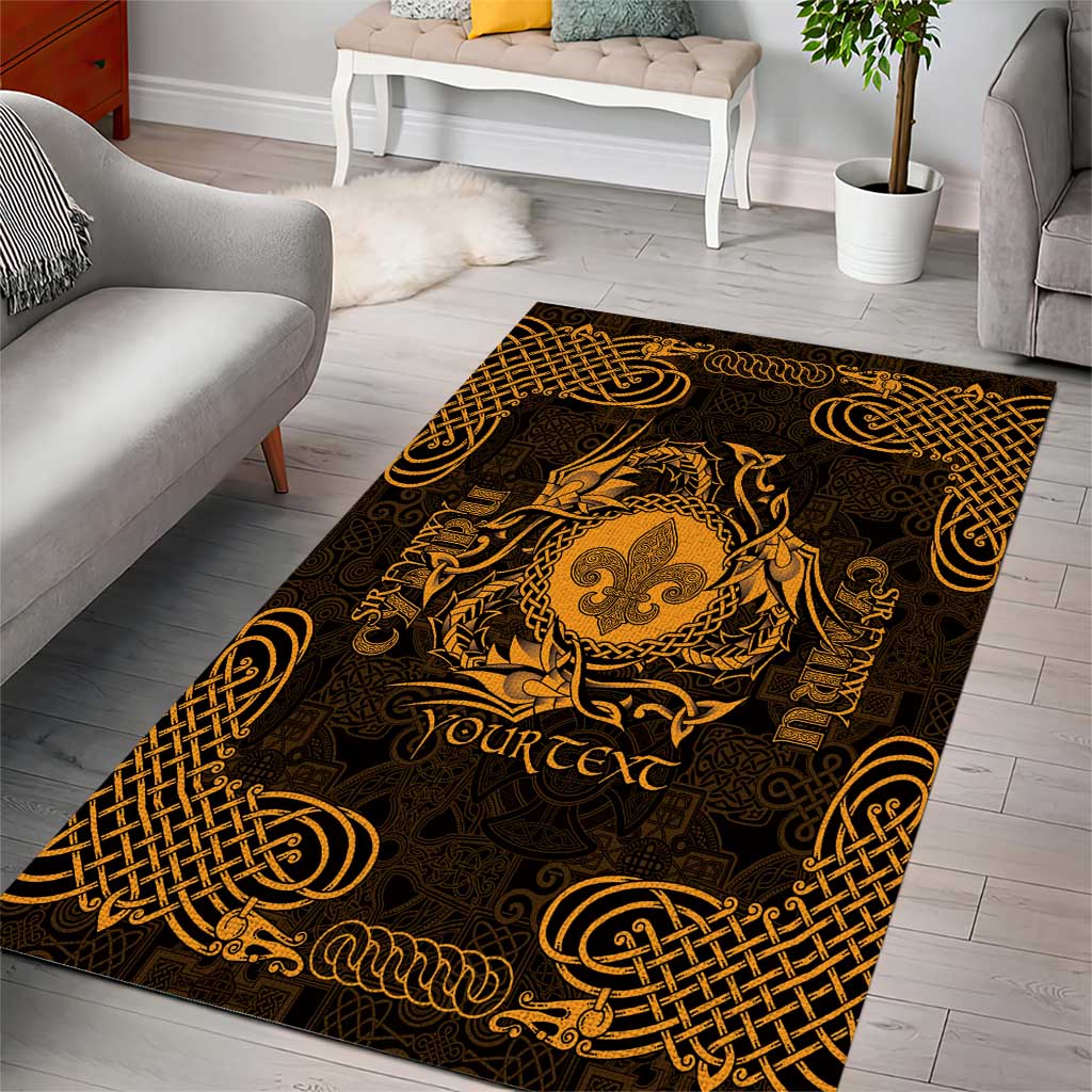 Personalized Monmouthshire Sir Fynwy Area Rug Gold Fleur-de-lis Celtic-inspired - Wonder Print Shop