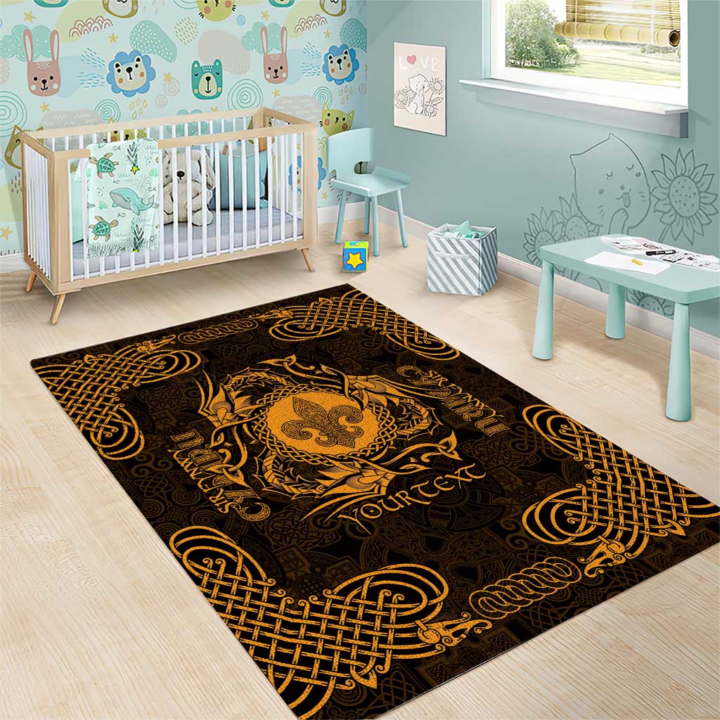 Personalized Monmouthshire Sir Fynwy Area Rug Gold Fleur-de-lis Celtic-inspired - Wonder Print Shop