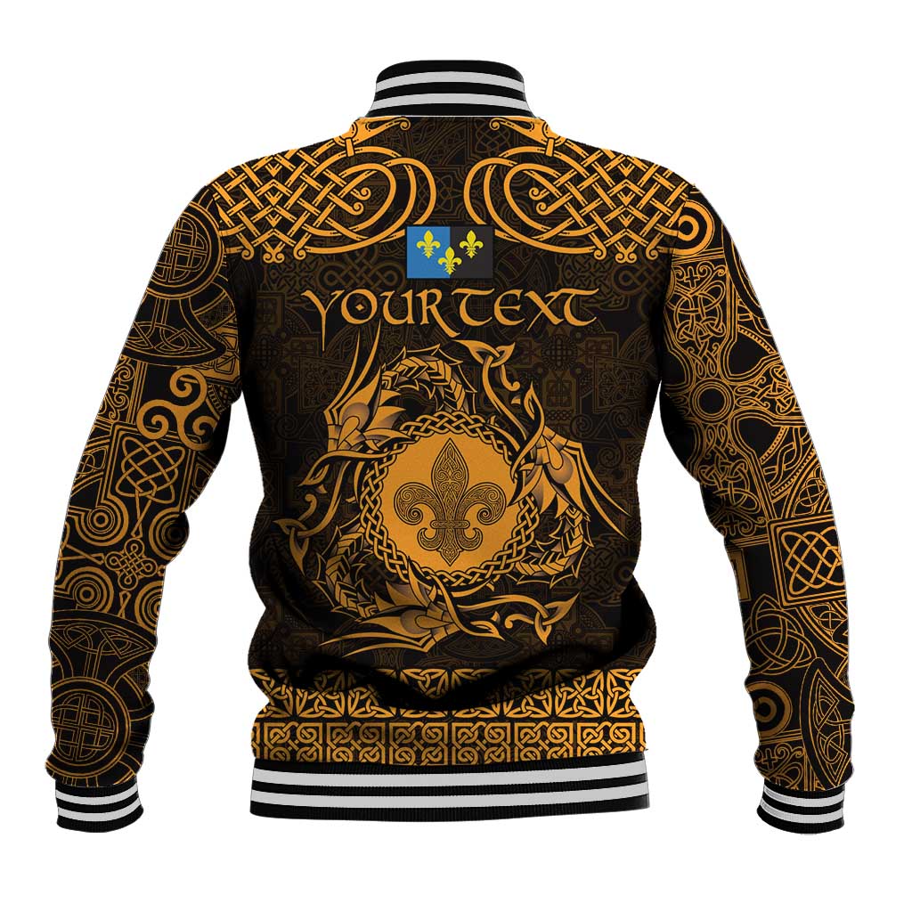 Personalized Monmouthshire Sir Fynwy Baseball Jacket Gold Fleur-de-lis Celtic-inspired - Wonder Print Shop