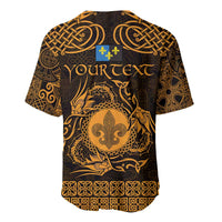 Personalized Monmouthshire Sir Fynwy Baseball Jersey Gold Fleur-de-lis Celtic-inspired - Wonder Print Shop