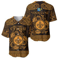 Personalized Monmouthshire Sir Fynwy Baseball Jersey Gold Fleur-de-lis Celtic-inspired - Wonder Print Shop