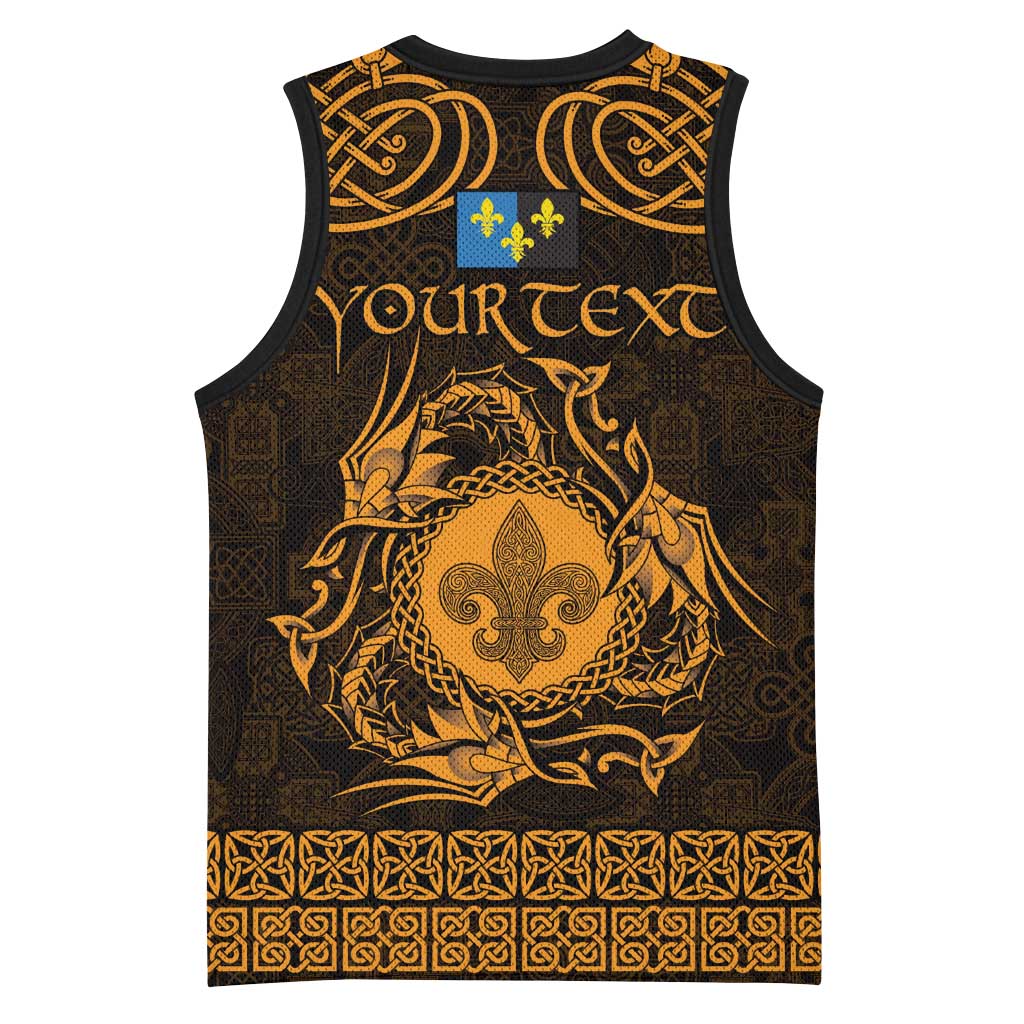 Personalized Monmouthshire Sir Fynwy Basketball Jersey Gold Fleur-de-lis Celtic-inspired - Wonder Print Shop