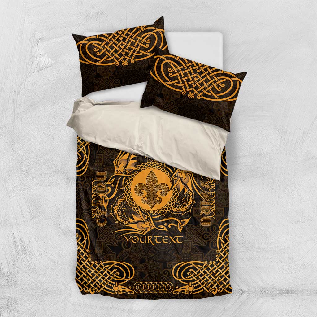 Personalized Monmouthshire Sir Fynwy Bedding Set Gold Fleur-de-lis Celtic-inspired - Wonder Print Shop