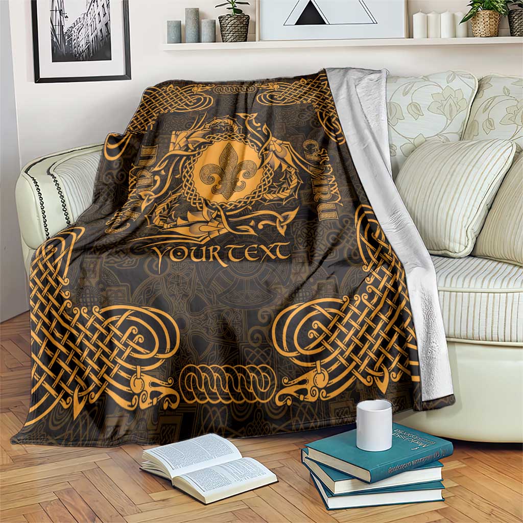 Personalized Monmouthshire Sir Fynwy Blanket Gold Fleur-de-lis Celtic-inspired - Wonder Print Shop