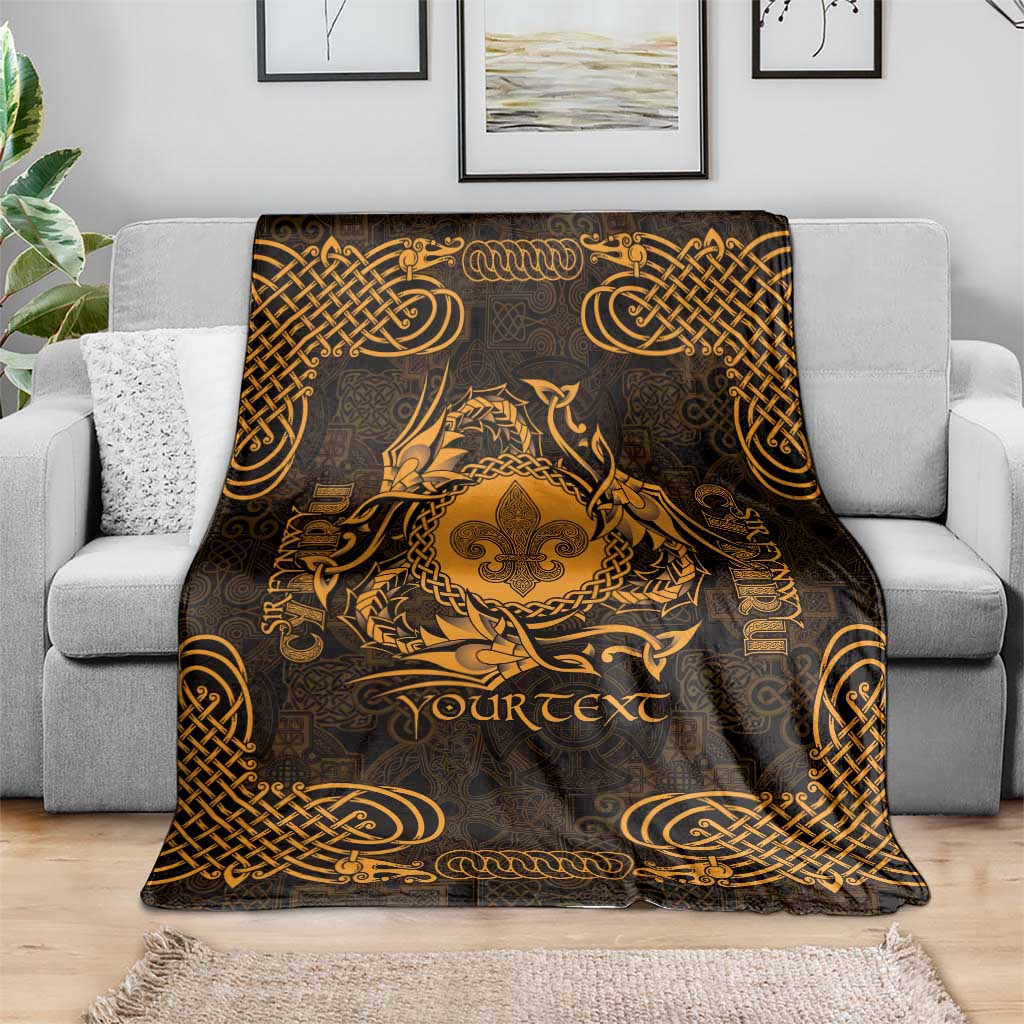 Personalized Monmouthshire Sir Fynwy Blanket Gold Fleur-de-lis Celtic-inspired - Wonder Print Shop