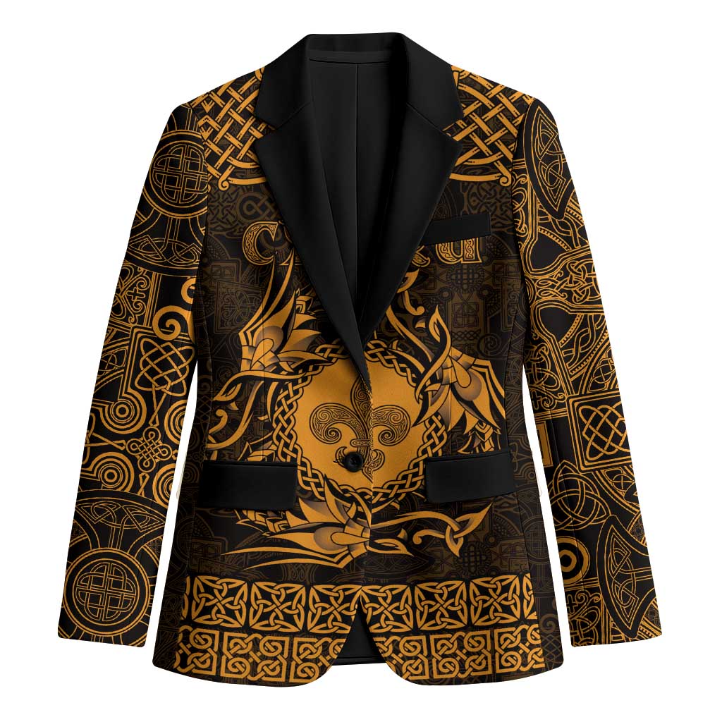 Personalized Monmouthshire Sir Fynwy Blazer Gold Fleur-de-lis Celtic-inspired - Wonder Print Shop