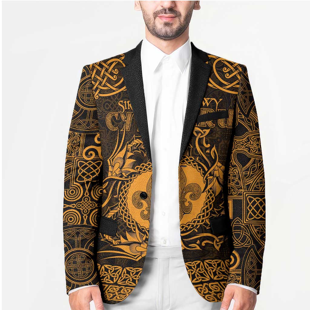 Personalized Monmouthshire Sir Fynwy Blazer Gold Fleur-de-lis Celtic-inspired - Wonder Print Shop