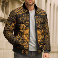 Personalized Monmouthshire Sir Fynwy Bomber Puffer Jacket Gold Fleur-de-lis Celtic-inspired - Wonder Print Shop