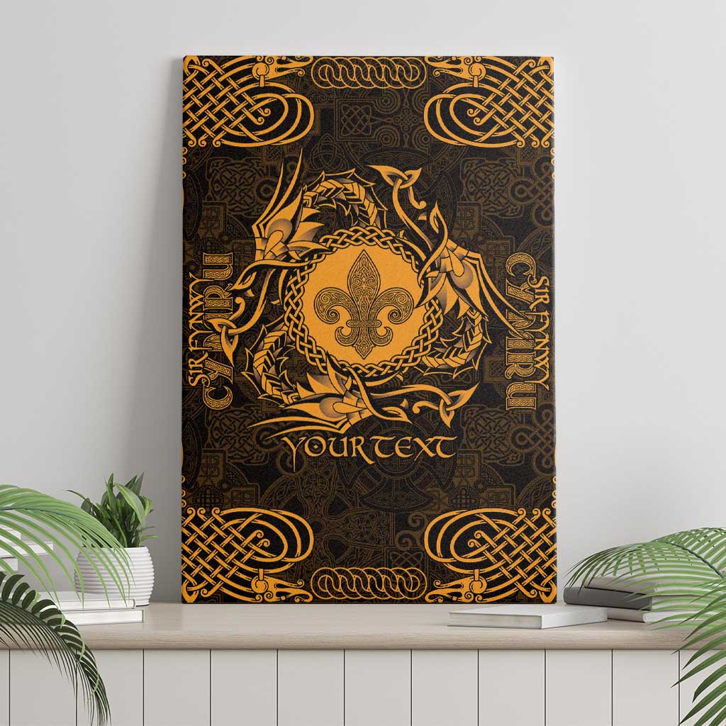 Personalized Monmouthshire Sir Fynwy Canvas Wall Art Gold Fleur-de-lis Celtic-inspired - Wonder Print Shop