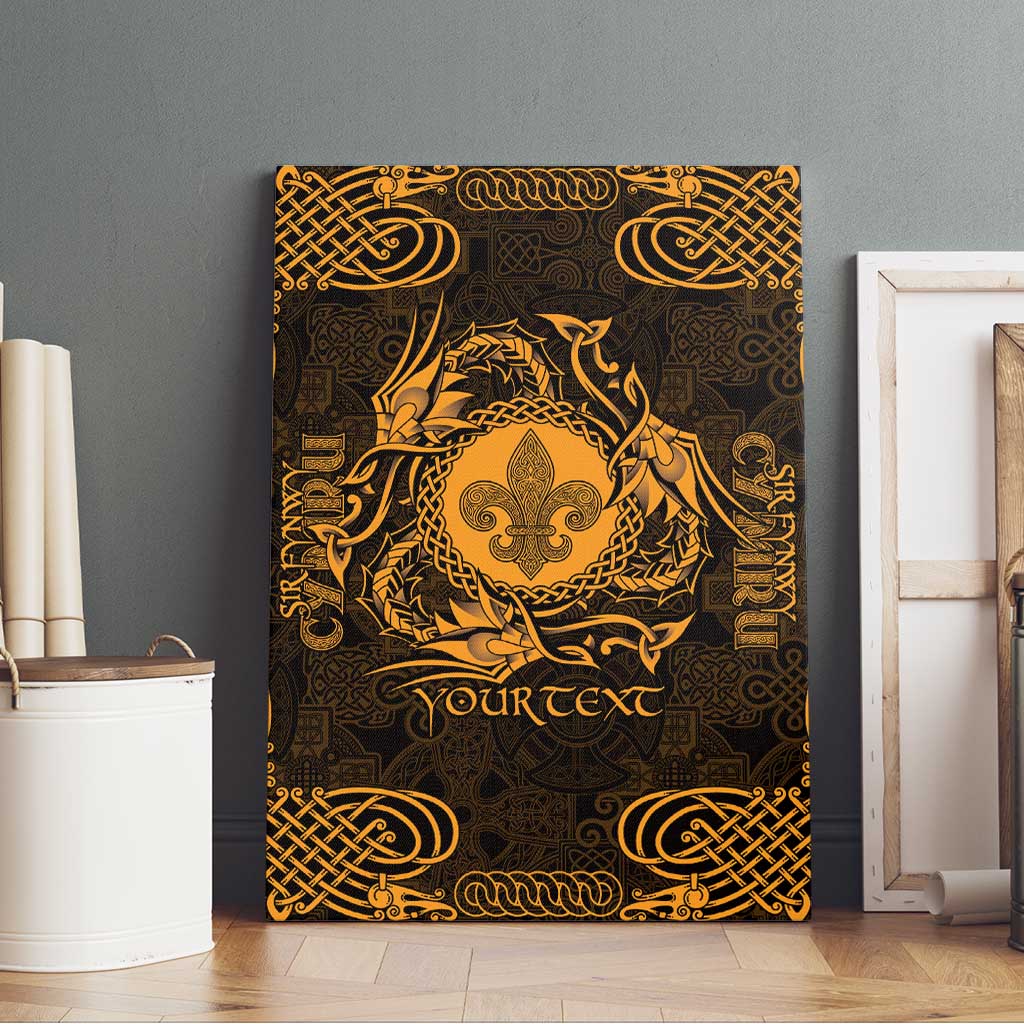 Personalized Monmouthshire Sir Fynwy Canvas Wall Art Gold Fleur-de-lis Celtic-inspired - Wonder Print Shop