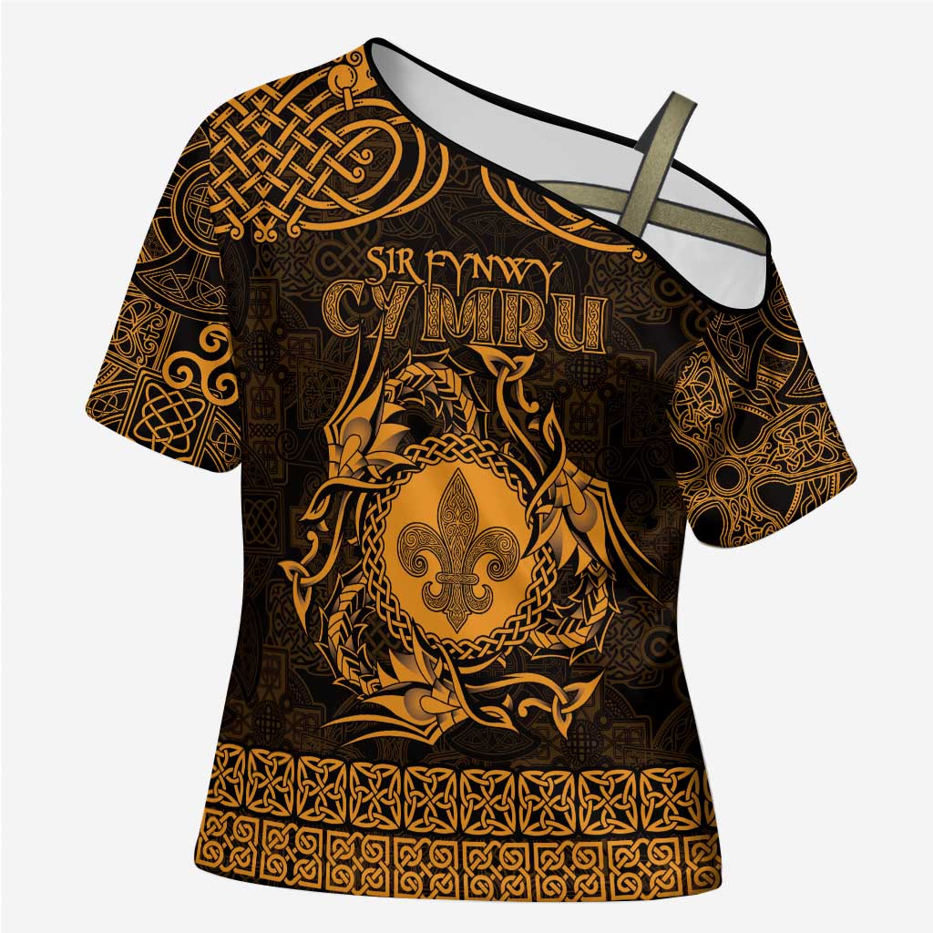 Personalized Monmouthshire Sir Fynwy Cross Shoulder Shirt Gold Fleur-de-lis Celtic-inspired - Wonder Print Shop